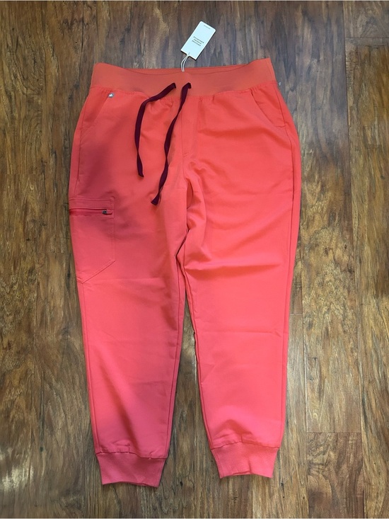 Figs Pants - High Wasted Coral Drawstring Jogger Scrub  Pants with Contrast Tie NWT FIGS